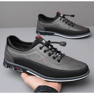 Men’s Gray Faux Leather Casual Lace-Up Fashion Sneakers Size 12.5‎